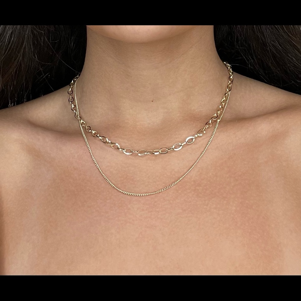 Double gold chain necklace